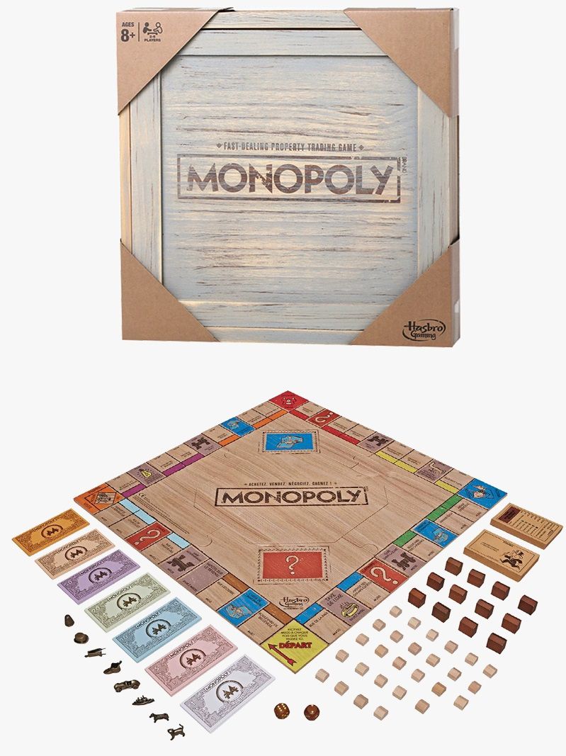 Hasbro Monopoly Rustic Wood 2024 Series Wooden Board Game